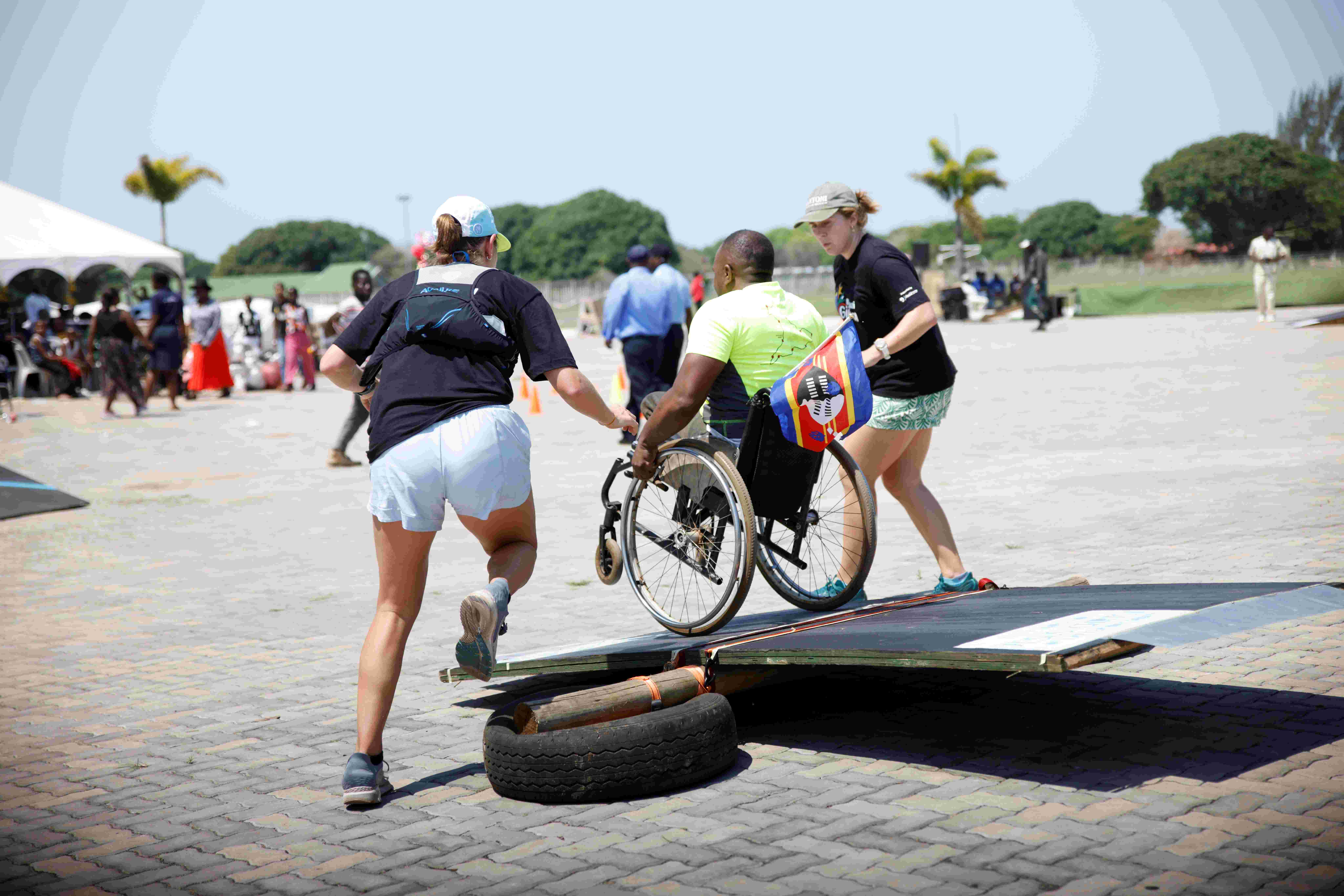 A wheelchair athlete competing on the MedBull challenge course
